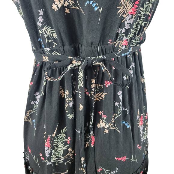 Torrid Black Floral Tiered Challis Summer Vaction Cruise Maxi Dress Size 0/L - Picture 5 of 8